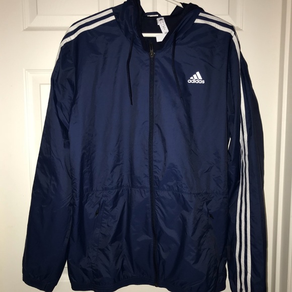 adidas windbreaker mens blue